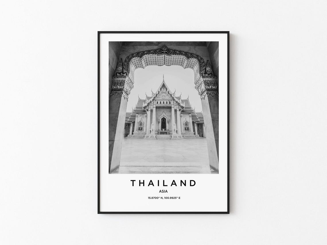 Thailand Travel Poster, Map Art Print