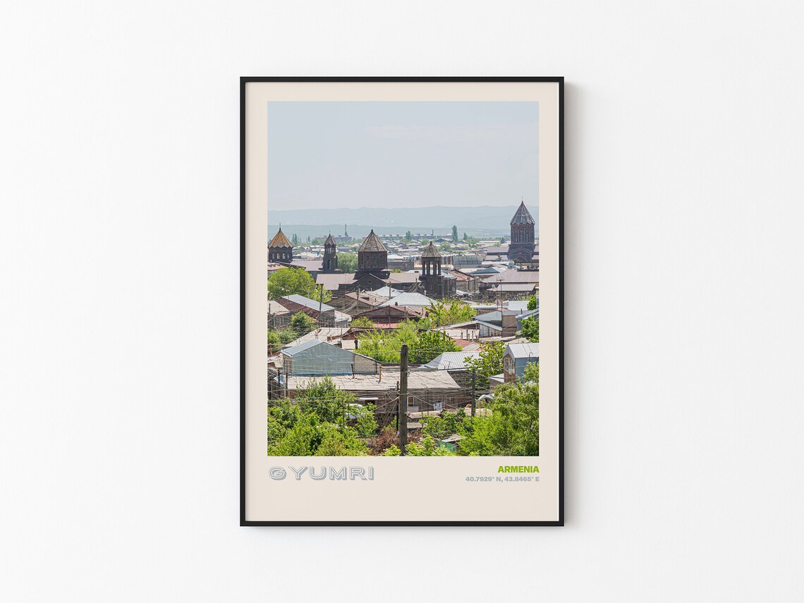 Gyumri Armenia Historic Church Domes Old Town Skyline Poster - Image 3