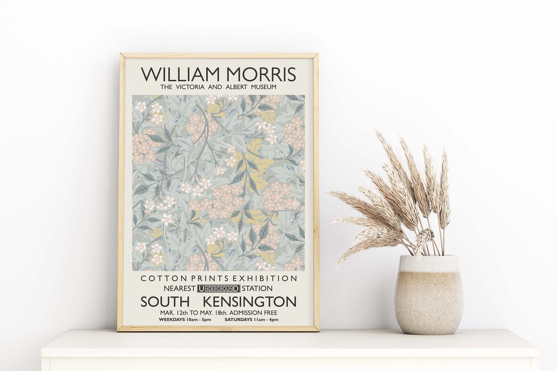William Morris Cotton Prints Pastel Floral Exhibition Poster - Image 2