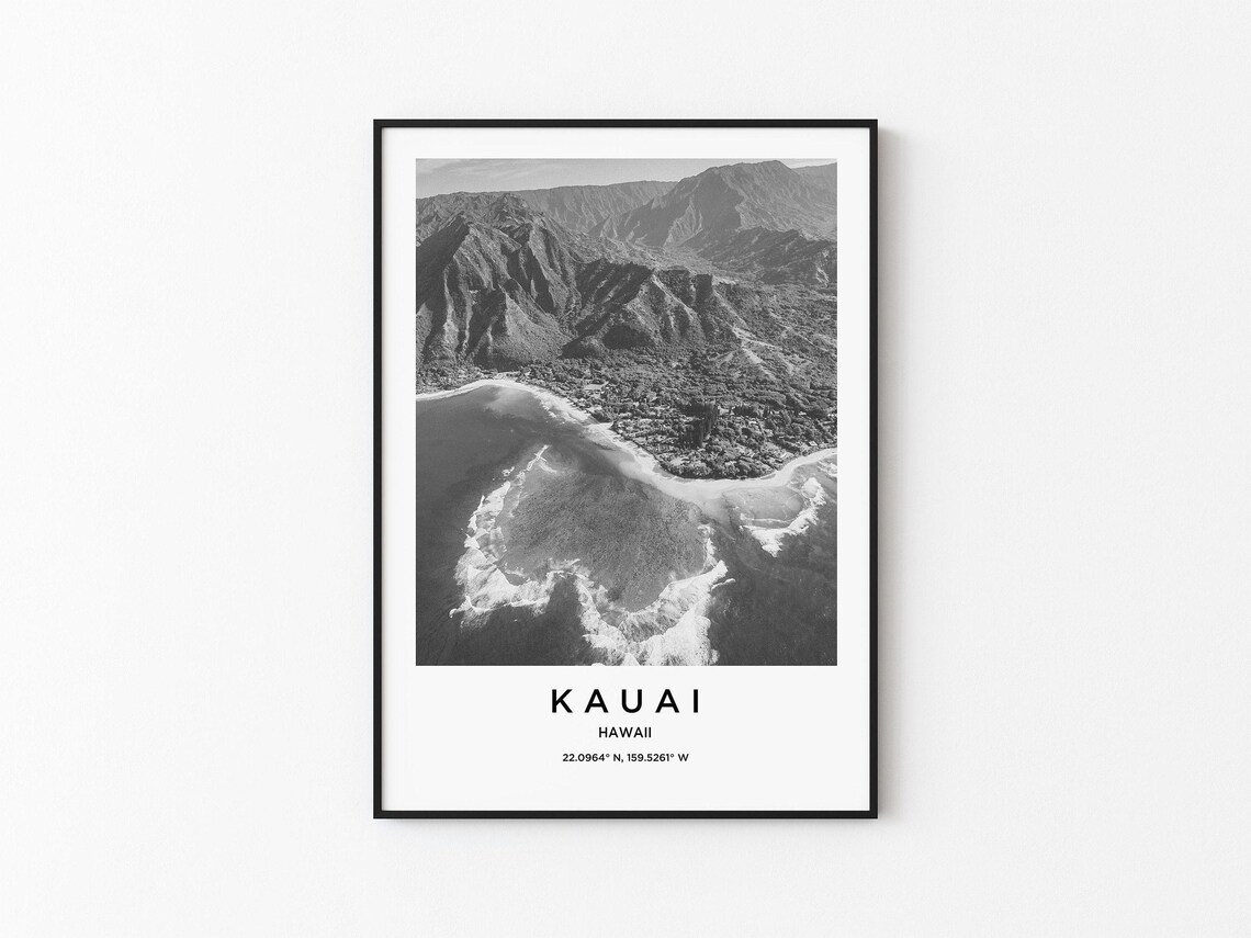 Kauai Travel Poster, Kauai Map Art Print