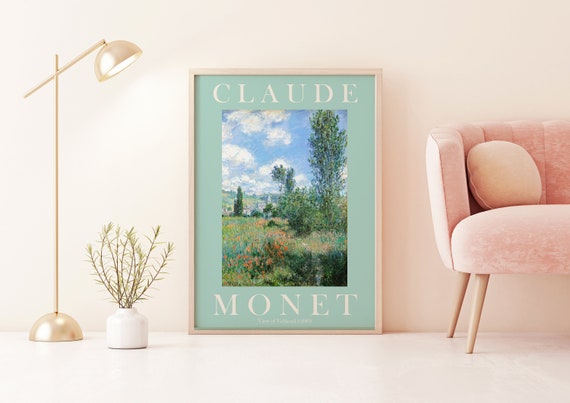 Claude Monet Art Print Modern Vintage Poster Exhibition Wall Art Monet Wall Art Vintage Wall Art View Of Vetheuil Pastel Green