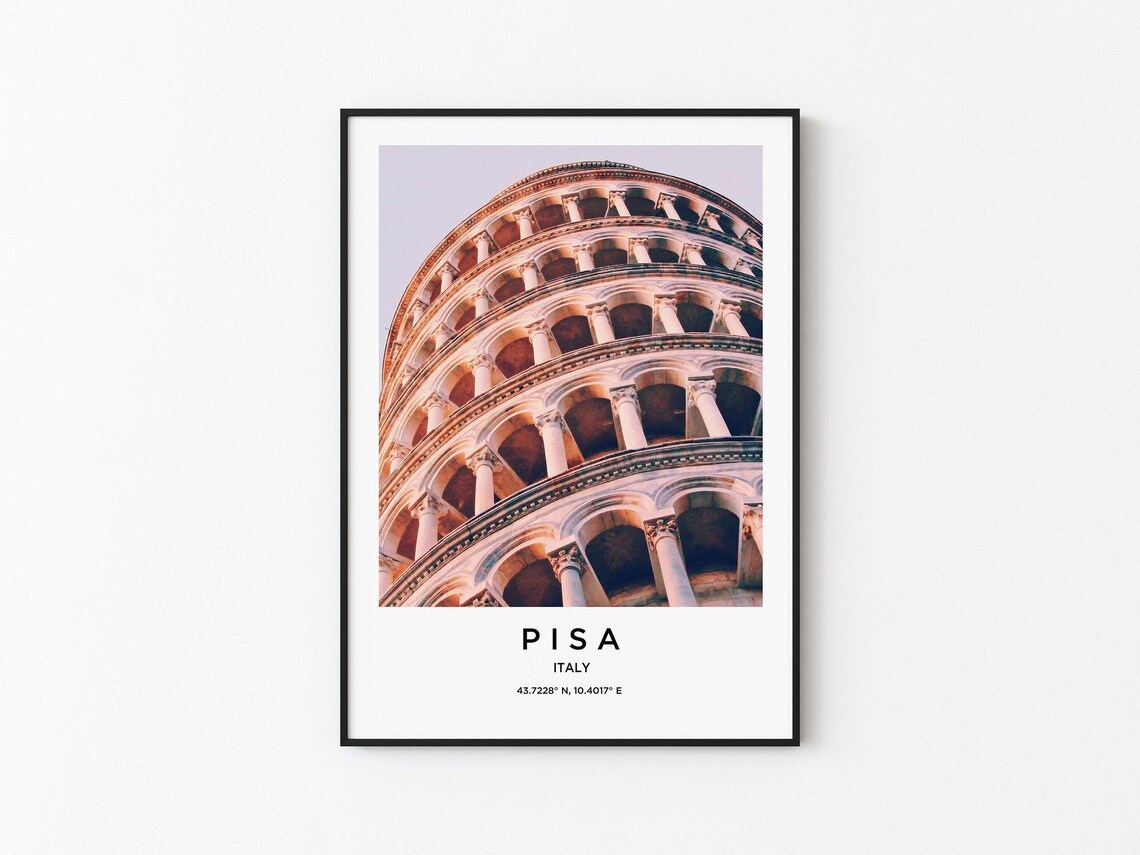 Pisa Italy Leaning Tower Arched Marble Tiers Close Up Photo Poster