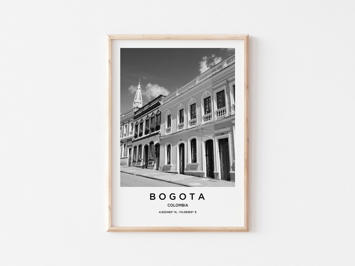 Bogota Colombia Colonial Street Black and White Photo Poster - Image 3