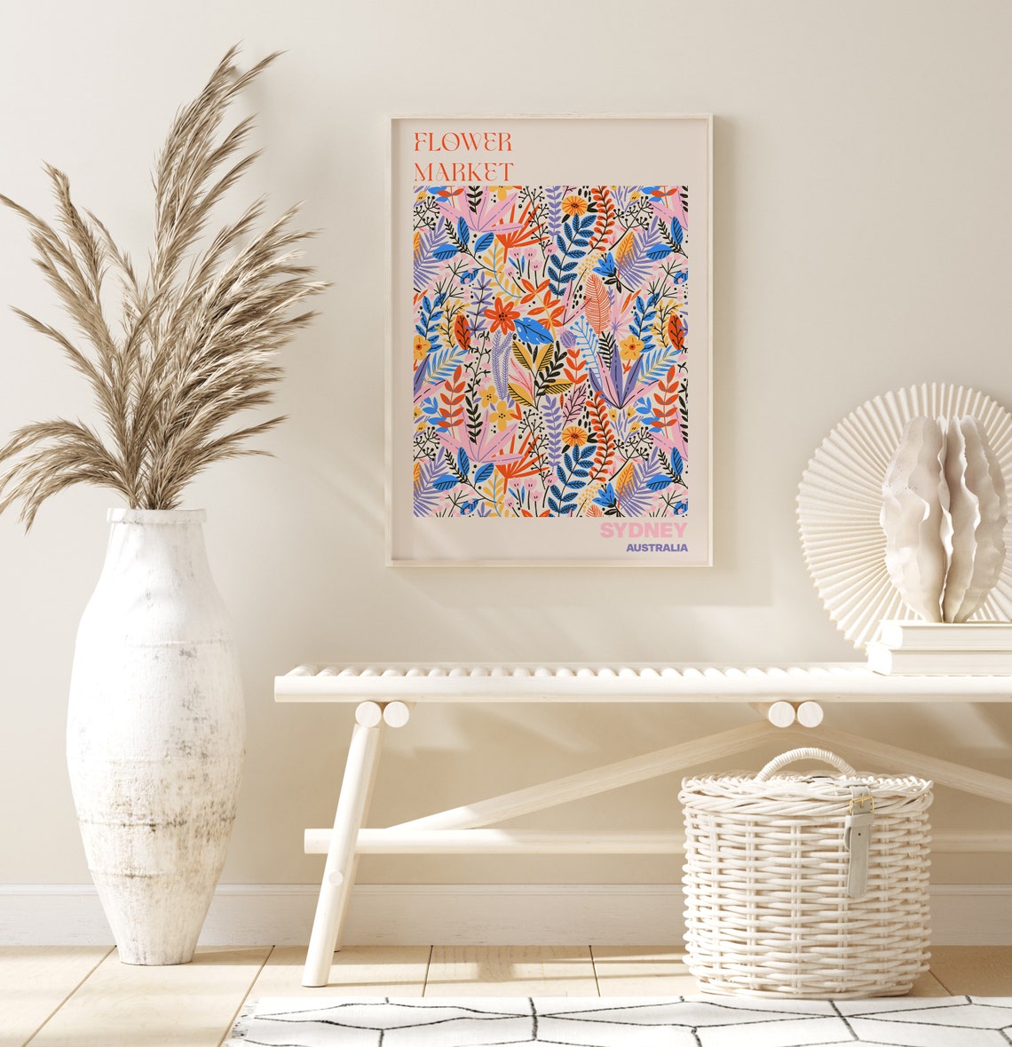 Sydney Australia Flower Market Tropical Leaf Bloom Pattern Poster - Image 2