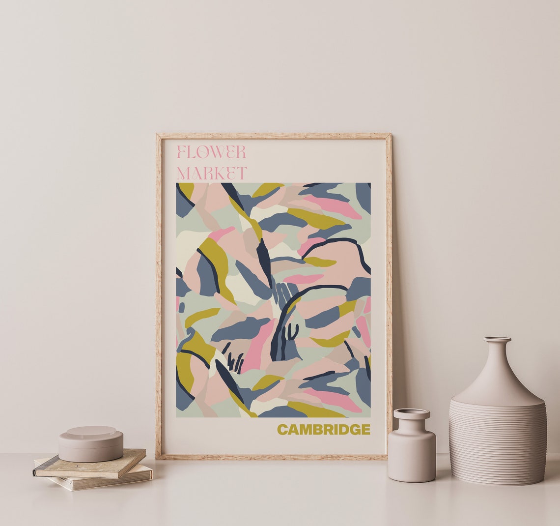 Cambridge Flower Market Poster Abstract Pastel Botanical Artwork - Image 3
