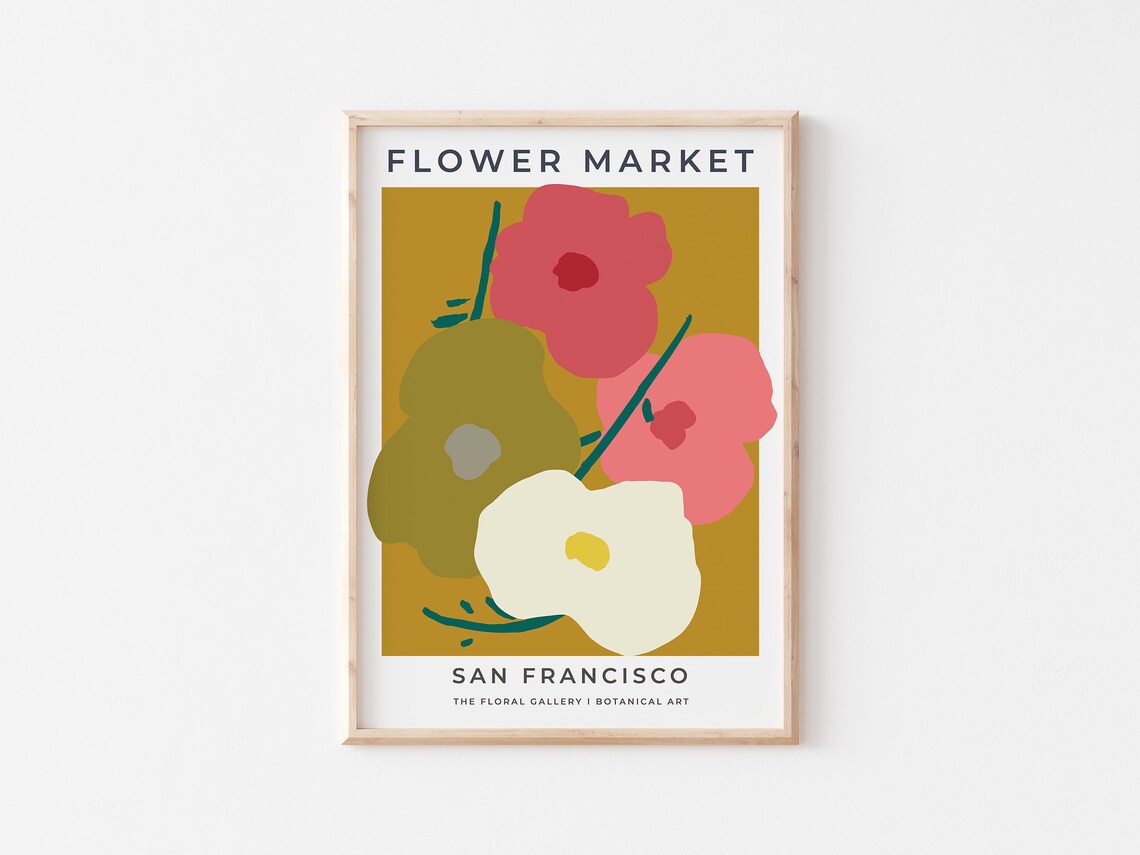 Flower Market San Francisco Bold Mustard Gold Poppy Art Poster - Image 3