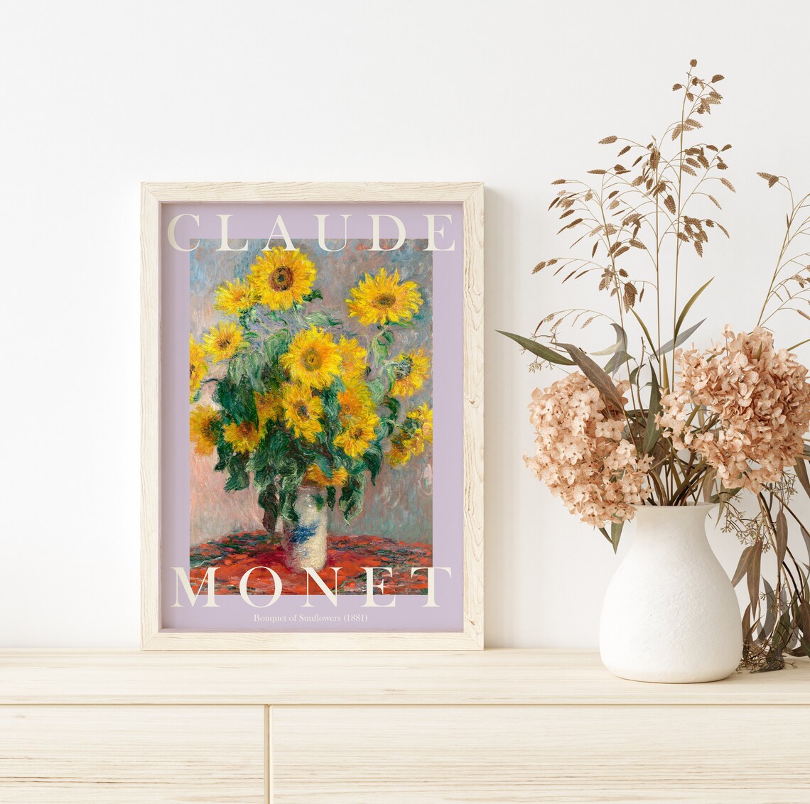 Claude Monet Bouquet of Sunflowers 1881 Lilac Exhibition Poster - Image 2