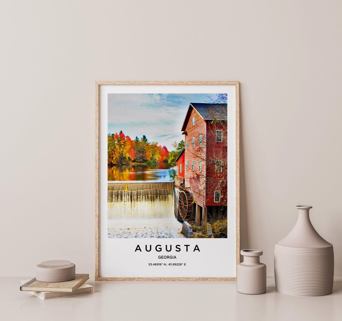 Augusta Georgia Historic Red Mill Waterwheel Falls Photo Poster - Image 2