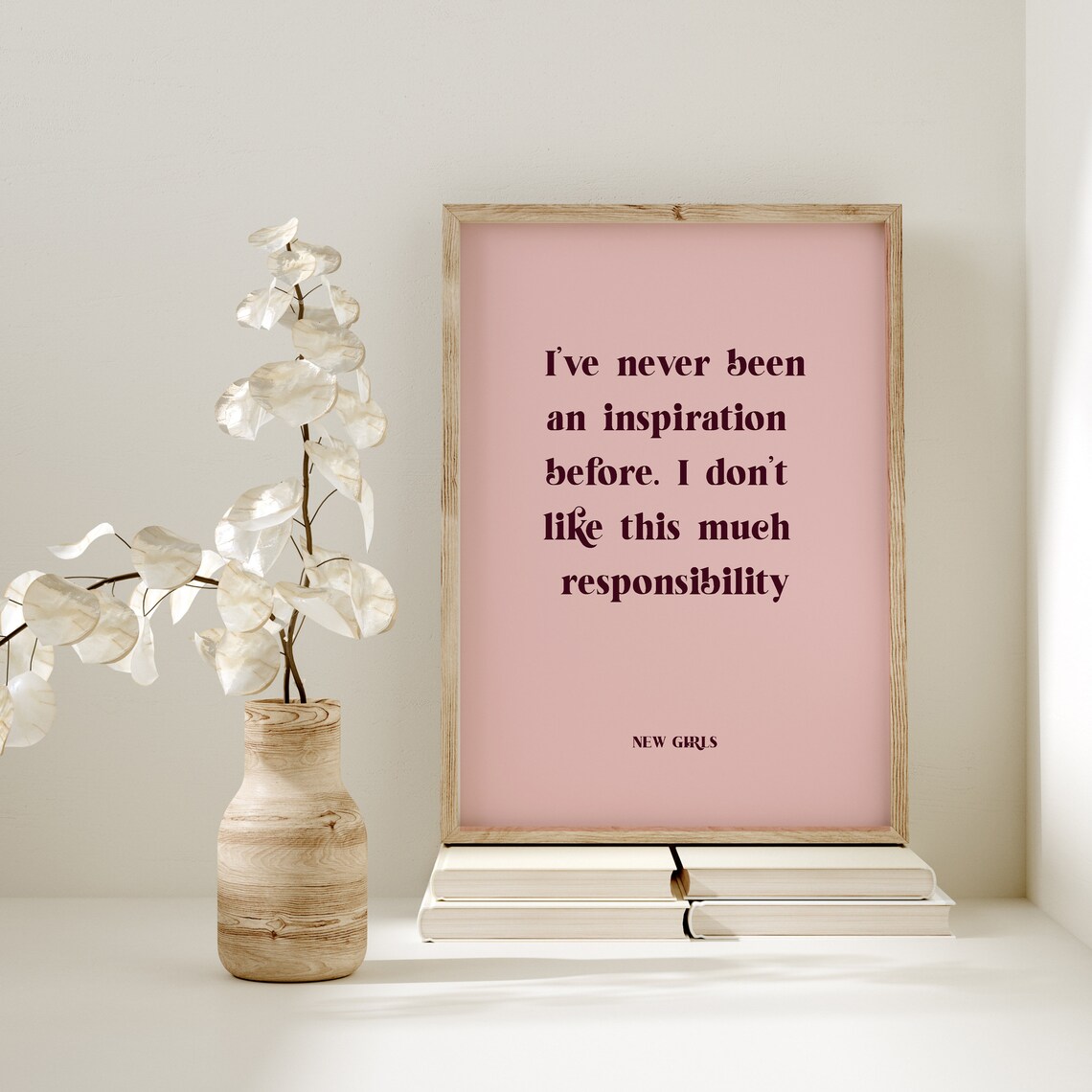 New Girl Inspiration Responsibility Quote Pink Typography Poster