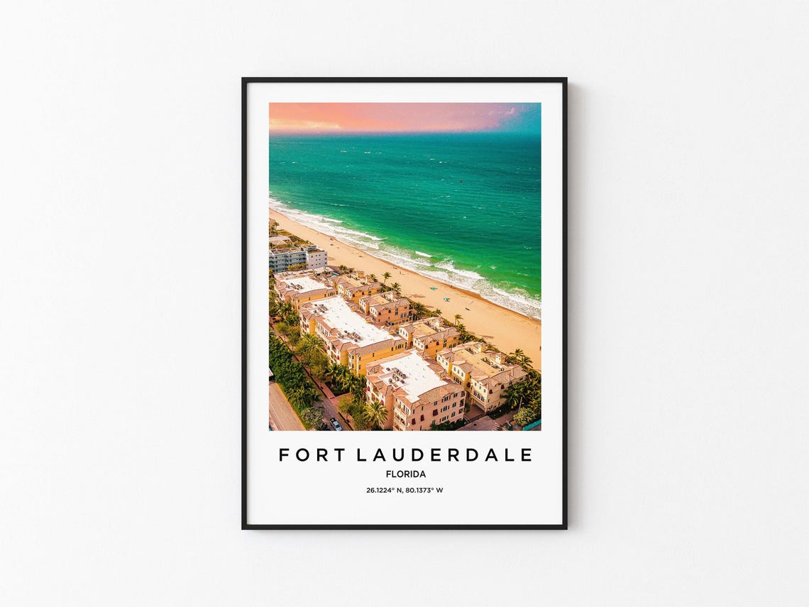Fort Lauderdale Florida Turquoise Aerial Beachfront Ocean Poster
