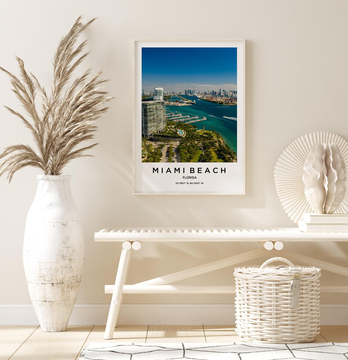 Miami Beach Florida Aerial View of Marina Bay and Skyline Poster - Image 3