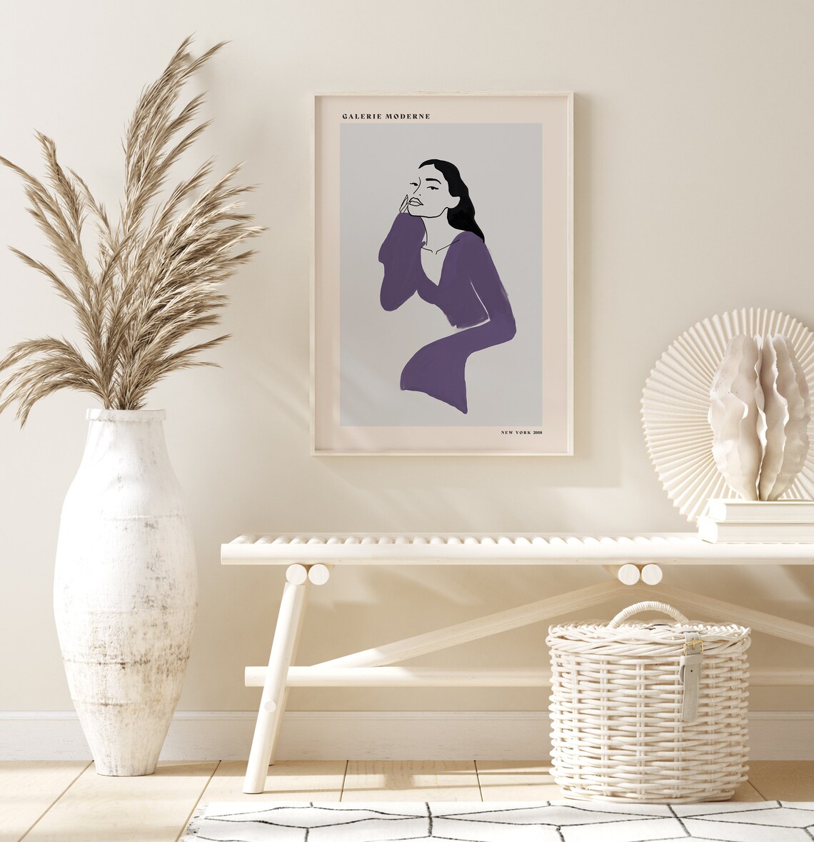 Galerie Moderne Minimalist Woman Purple Dress Line Art Poster - Image 3