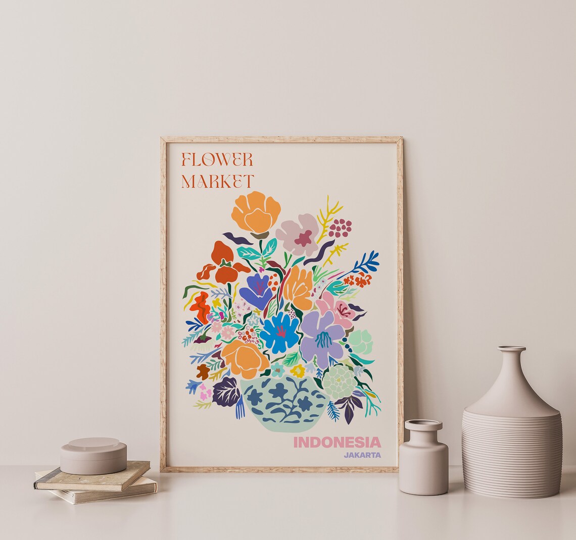 Jakarta Indonesia Flower Market Rainbow Blossom Bowl Art Poster - Image 2