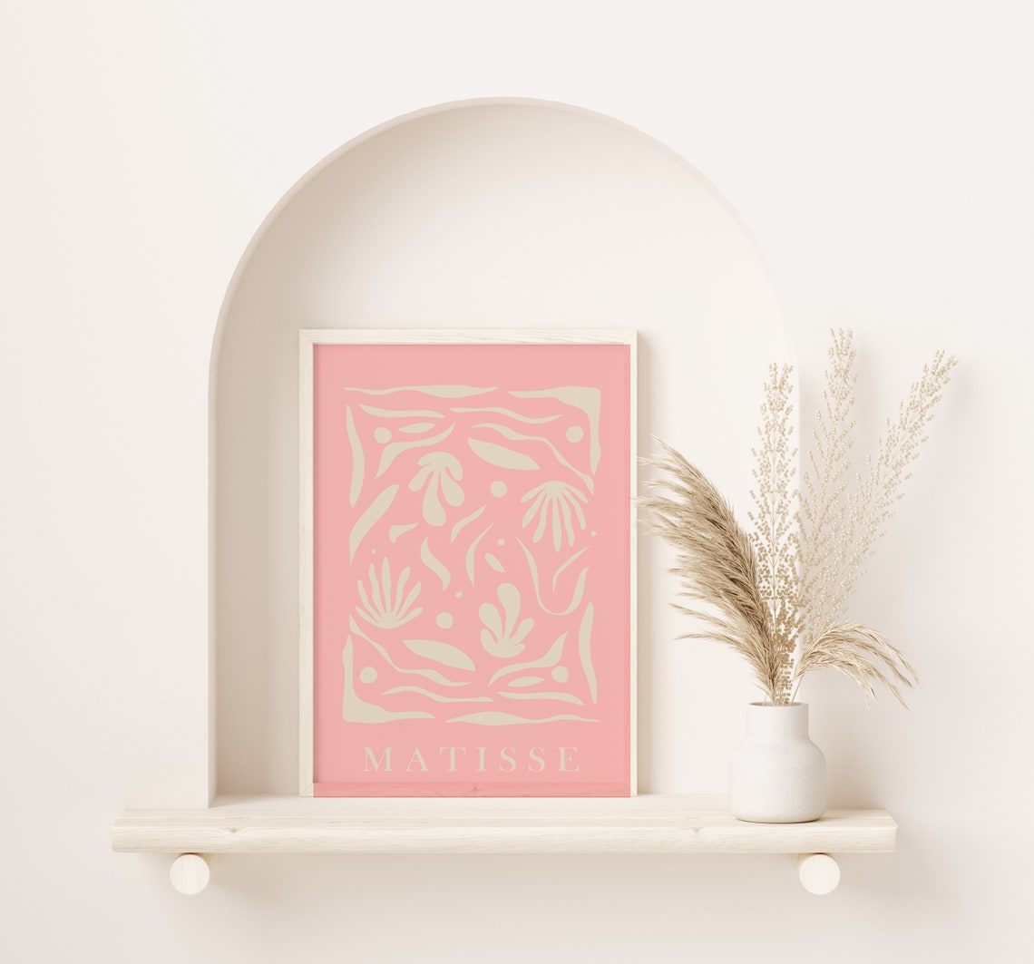 Henri Matisse Pink Organic Doodle Cut Out Whimsical Art Poster - Image 2