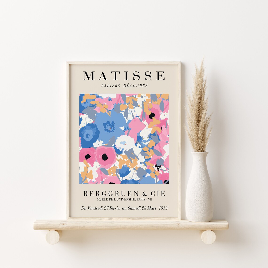 Matisse Pastel Blue Pink Ditsy Spring Floral Exhibition Poster - Image 2