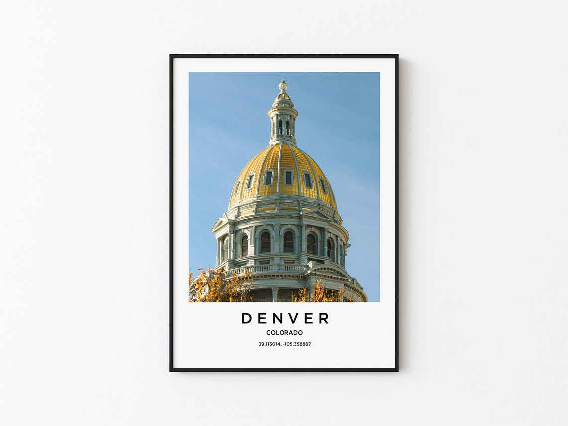 Denver Colorado Golden Dome Capitol Building Clear Blue Sky Poster
