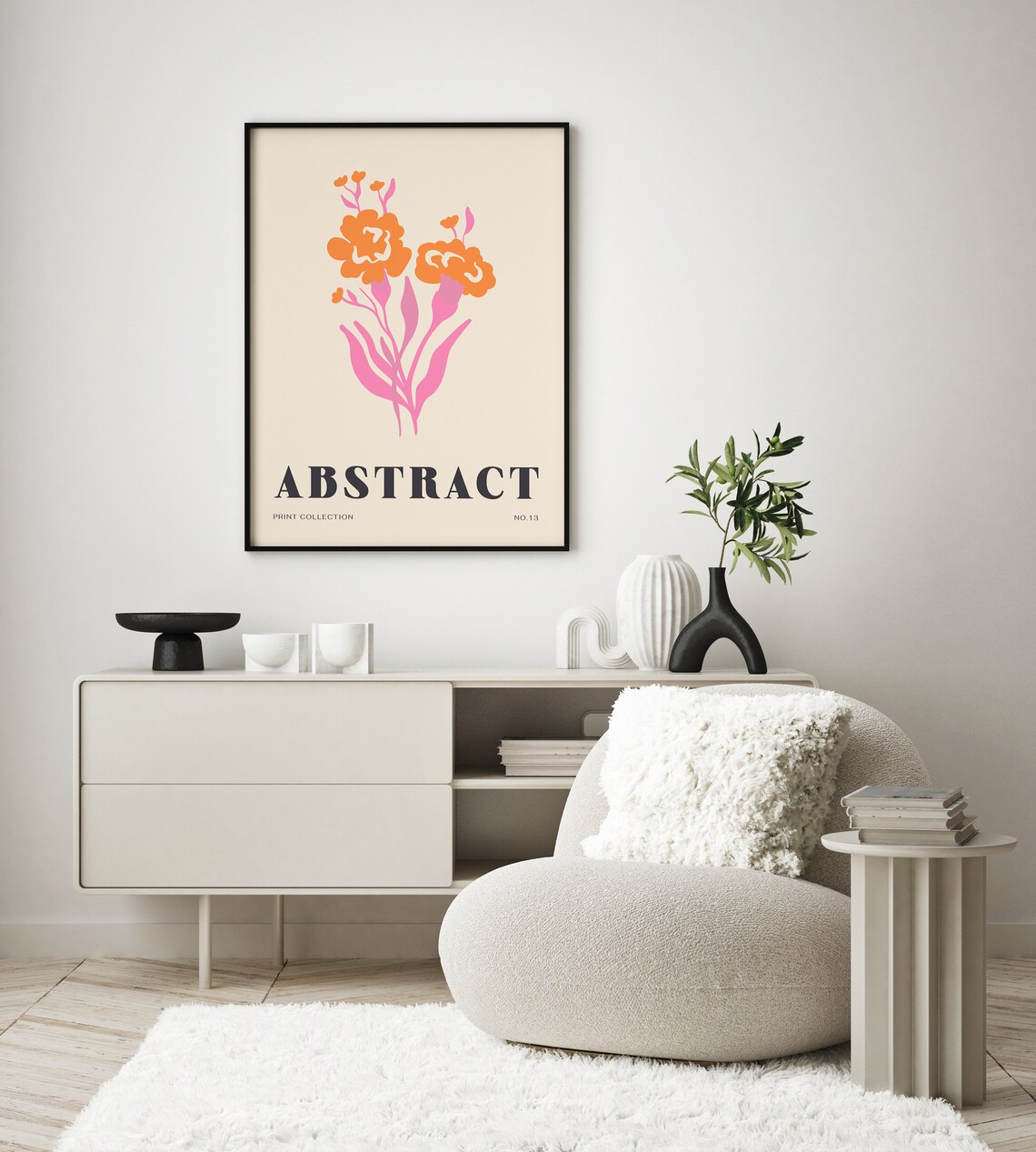 Abstract No 13 Orange Pink Flower Art Poster For Bold Modern Wall Decor - Image 2
