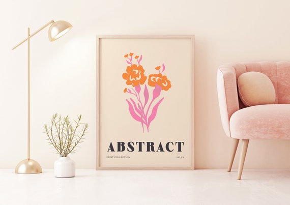 Pink Orange Flower Market Inspired Art Print Flower Poster Matisse Cut Out Matisse Print Matisse Plant Flower A2 A3 A4 A5