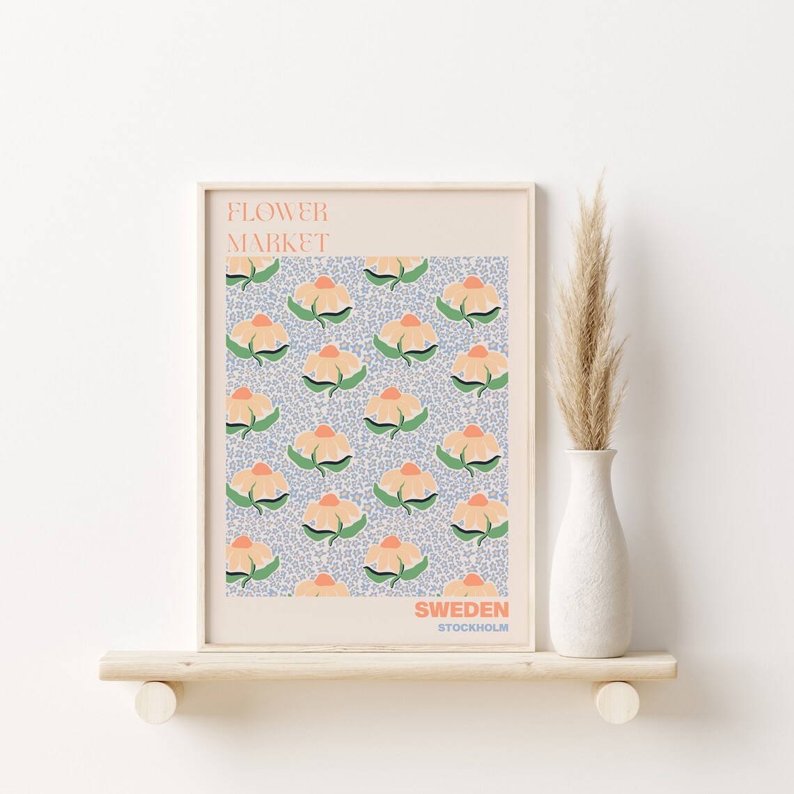 Sweden Flower Market Poster Stockholm Peach Tulip Garden Artwork - Image 3