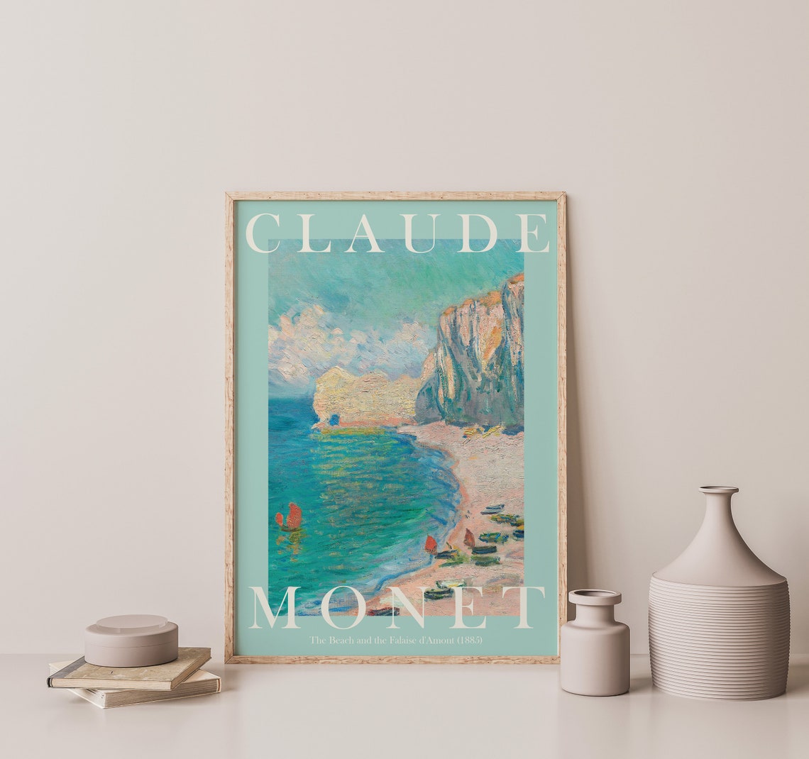 Claude Monet Etretat Beach Falaise d'Amont Cliffs 1885 Poster - Image 3