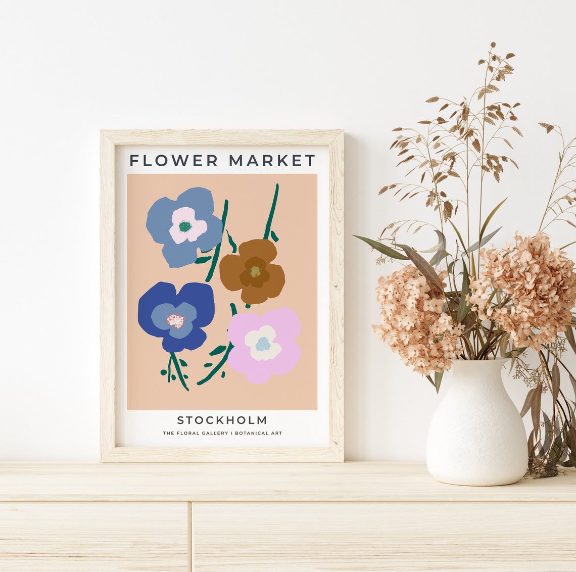 Flower Market Stockholm Blush Abstract Floral Botanical Print