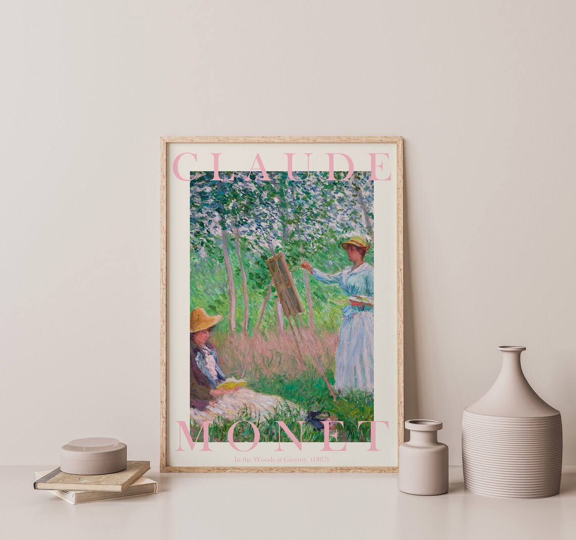 Claude Monet In The Woods At Giverny 1887 Woman Painting Easel Poster - Image 3