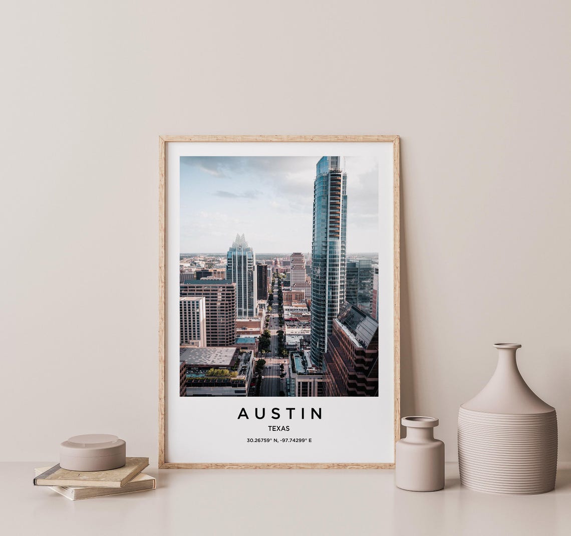 Austin Texas Downtown Skyline City Architecture Travel Poster - Image 2