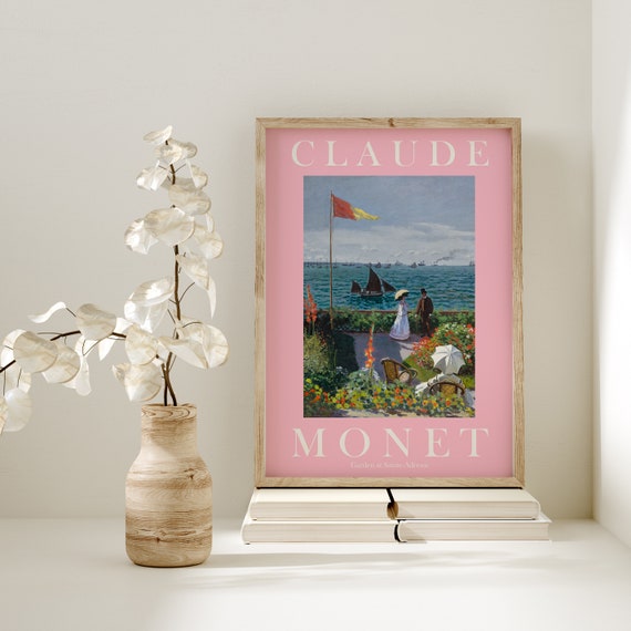 Claude Monet Art Print Modern Vintage Poster Exhibition Wall Art Monet Wall Art Vintage Wall Art Garden At Sainte Adresse Pastel Pink