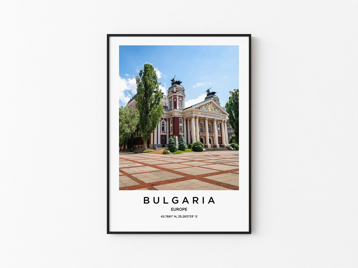 Bulgaria Grand Neoclassical Theater Building Sunlit Plaza Photo Poster