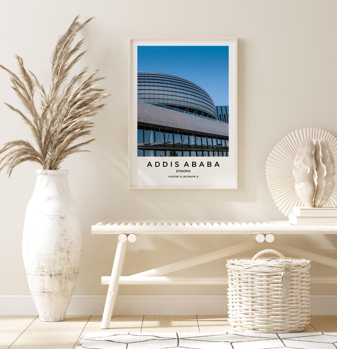 Addis Ababa Ethiopia Modern Glass Dome Building Travel Poster - Image 3