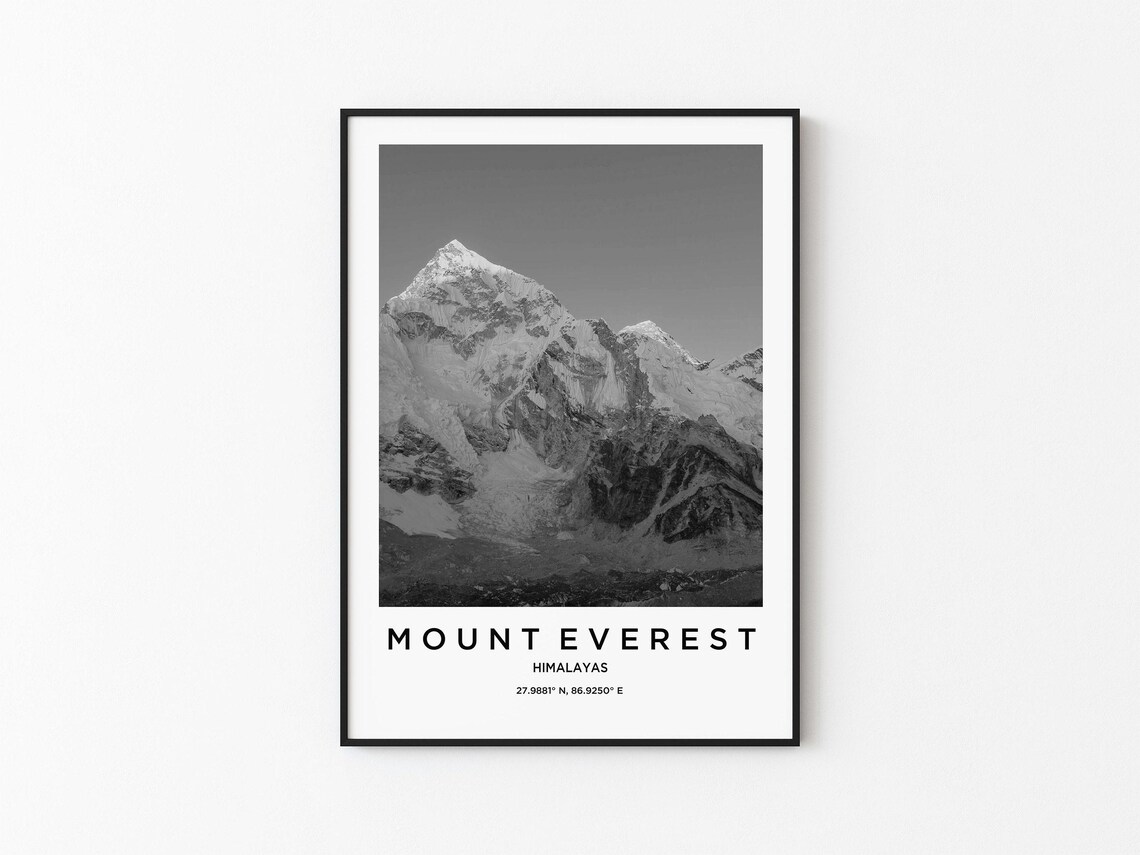 Mount Everest Travel Poster, Mountain Map
