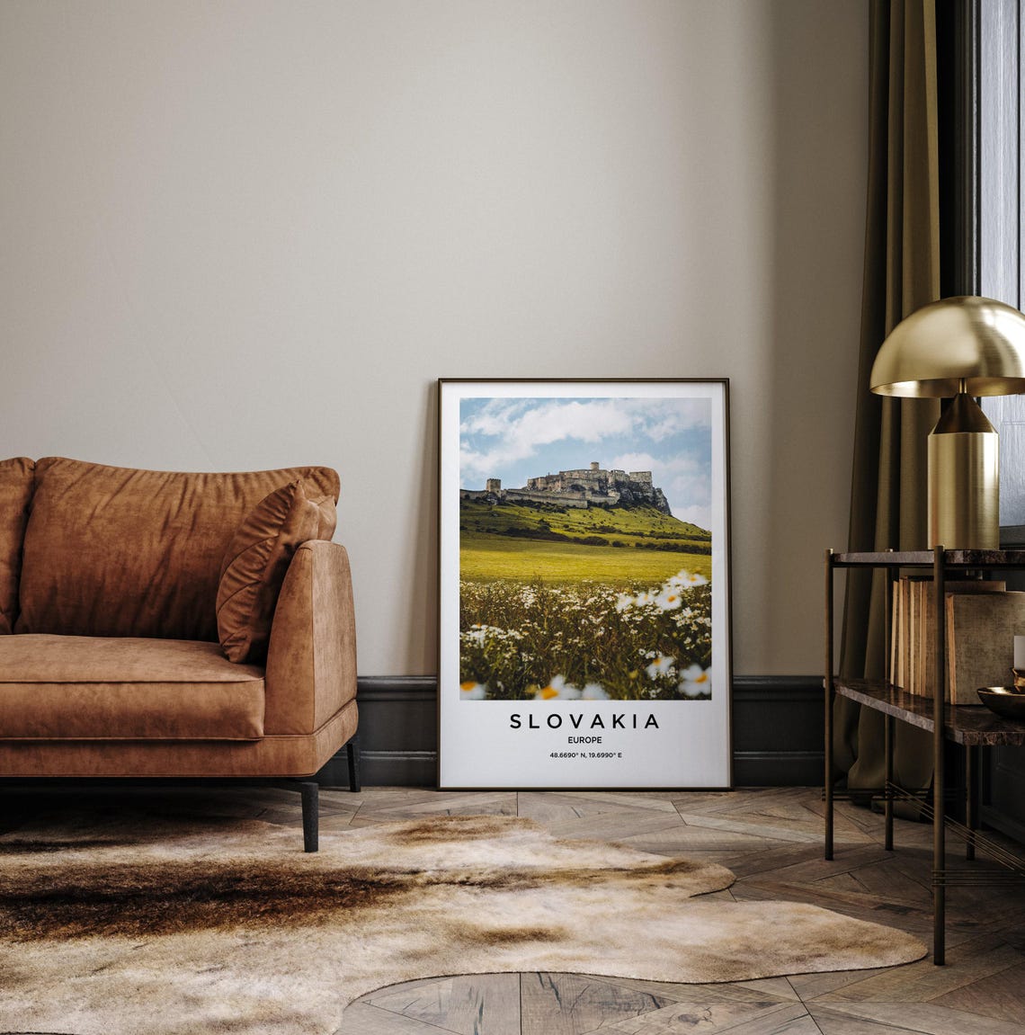 Slovakia Hilltop Castle Wildflower Meadow Countryside Travel Poster - Image 2