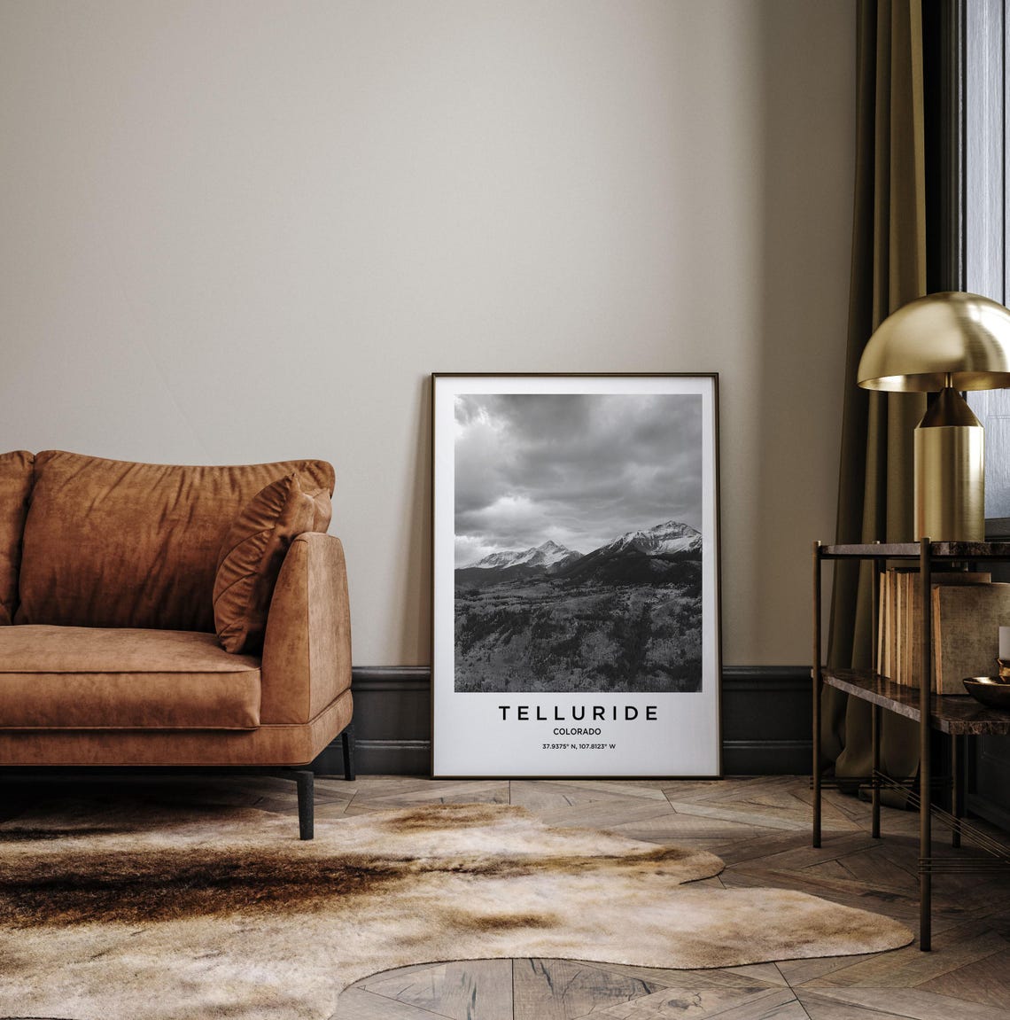 Telluride Colorado Black and White Snowy Mountain Peak Poster - Image 3