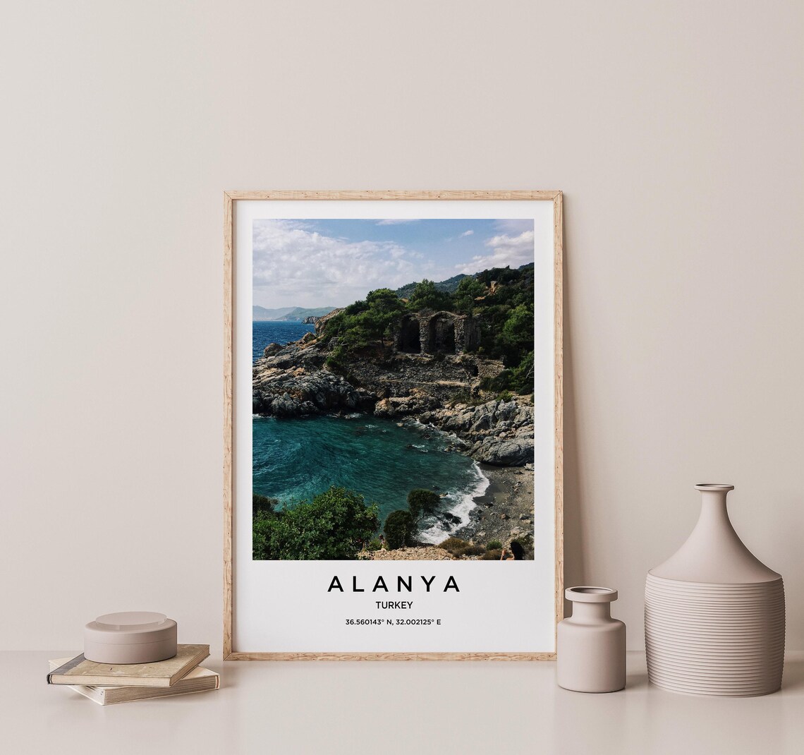 Alanya Turkey Rocky Cove Turquoise Sea Ancient Ruins Photo Poster - Image 2