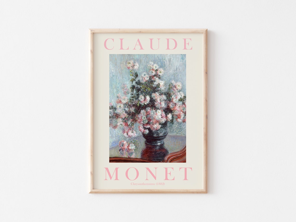 Claude Monet Chrysanthemums 1882 Soft Pink Exhibition Style Poster - Image 3