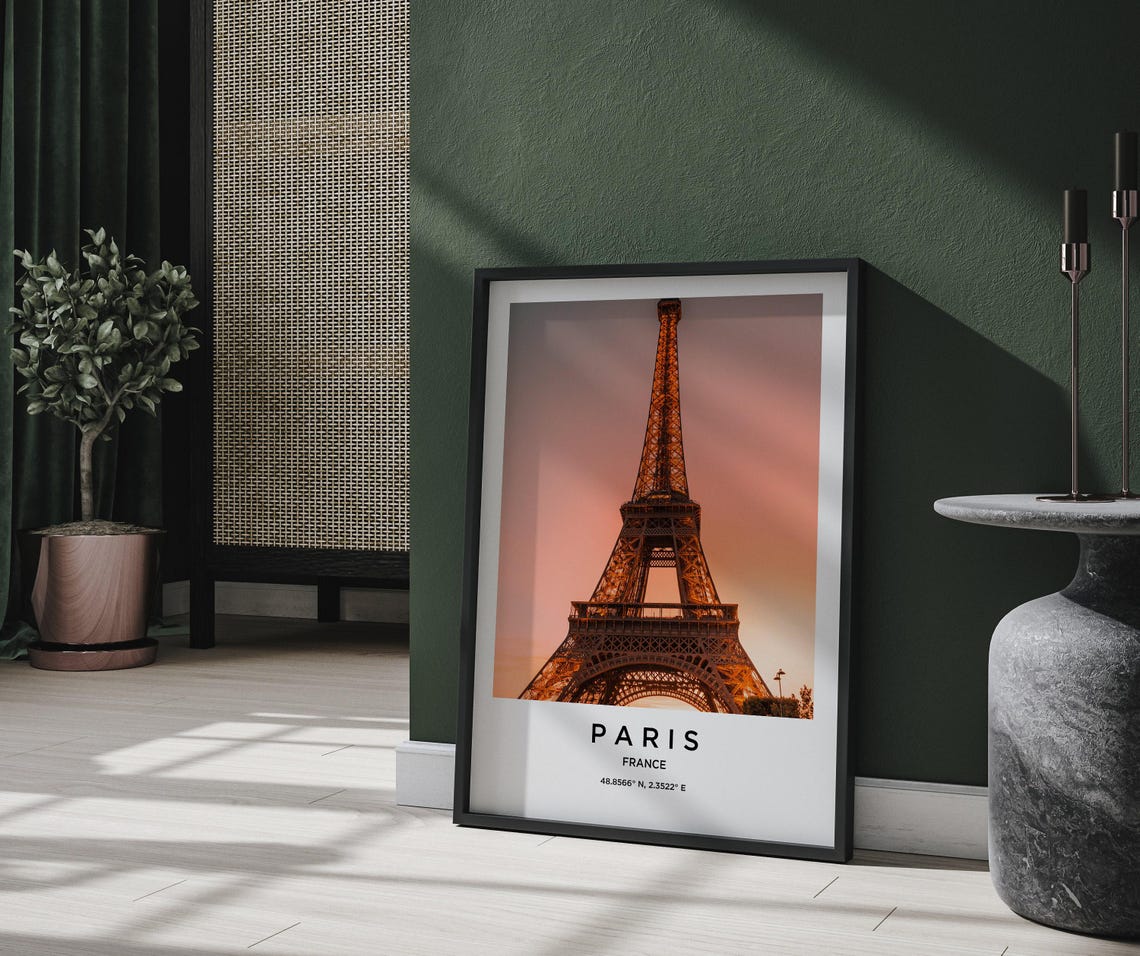 Paris France Eiffel Tower Sunset Glow Minimalist Travel Poster - Image 2