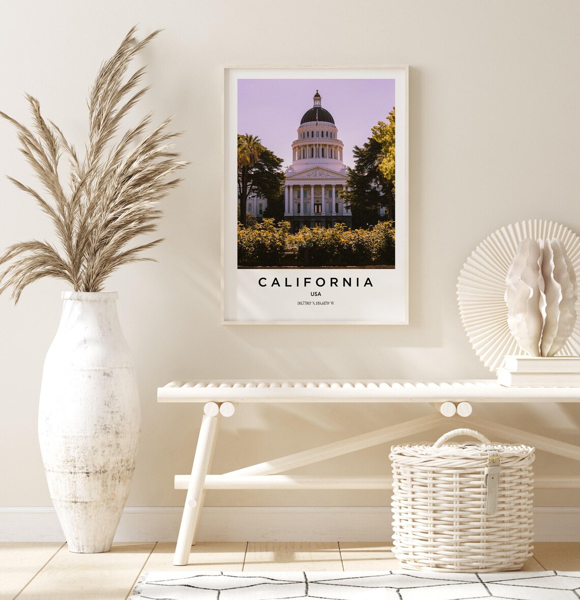 California USA Domed Capitol Building Palms Garden Travel Poster - Image 3