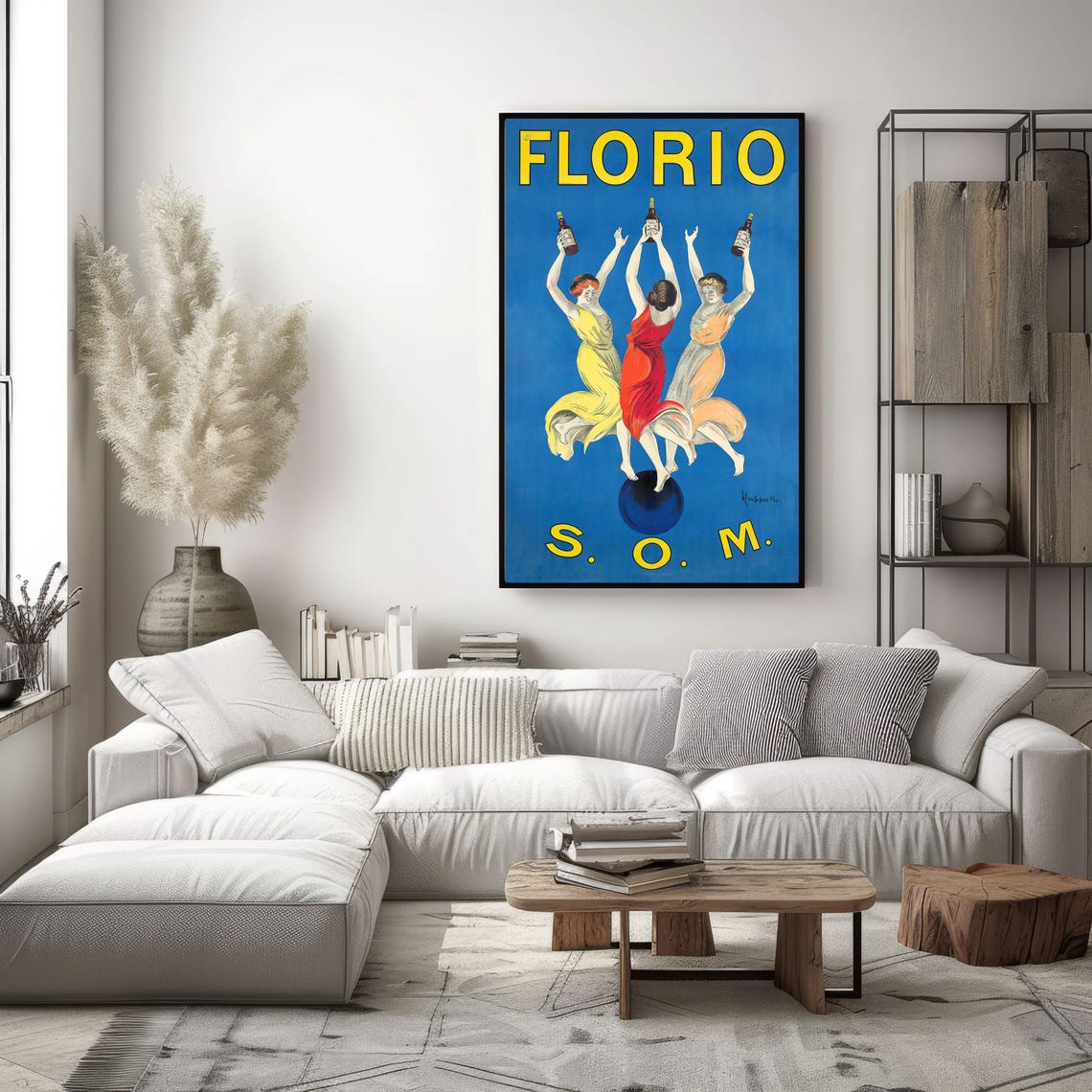 Vintage Florio Wine Dancing Women Blue Advertising Art Poster - Image 5
