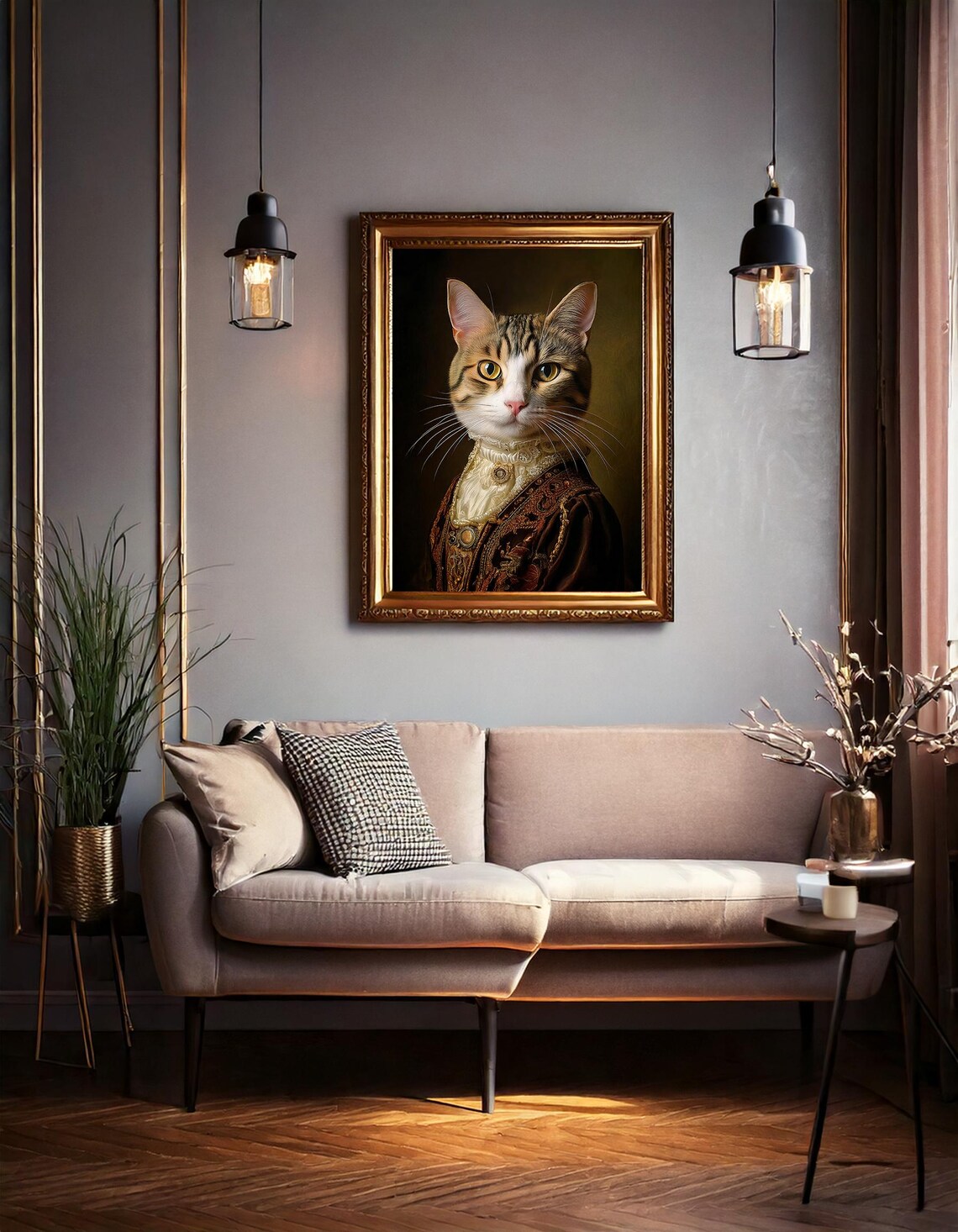 Victorian Cat Portrait Lady Tabby White Lace Dress Elegant Cat Wall Art Poster - Image 5