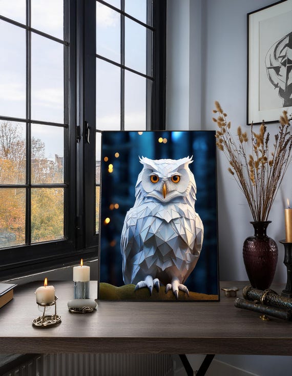 Origami White Owl Art File For Printing Owl Owl Wall Art Thanksgiving Gothic Print Animal Print Gift Owl Lover