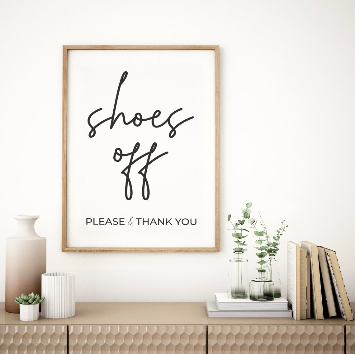 Shoes Off Please And Thank You Entryway Sign Typography Poster - Image 2