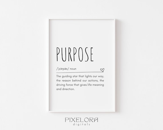 Purpose Dictionary Definition Typography Wall Art with Heart Accent