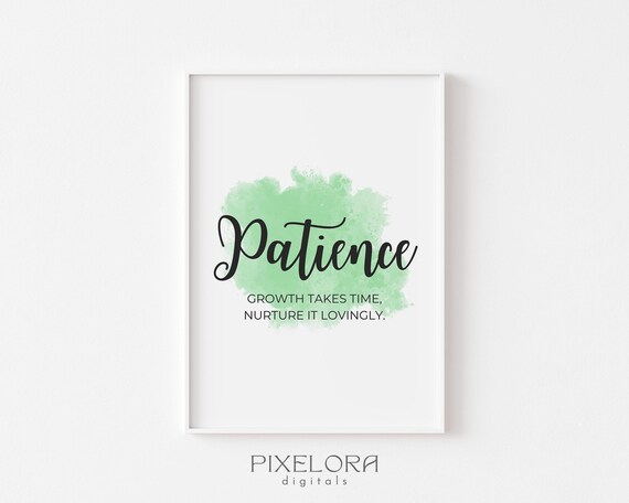 Patience Definition Inspirational Quote Poster Motivational Wall Art Personal Growth Office Decor