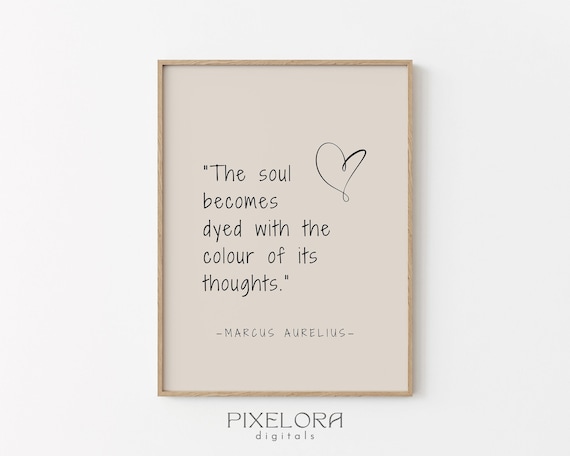 Marcus Aurelius Soul Thoughts Quote Inspirational Beige Minimalist Poster