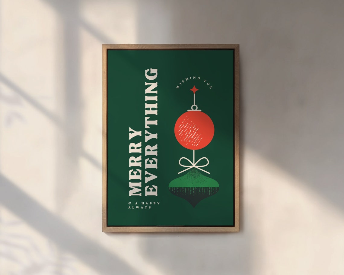 Merry Everything And Happy Always Green Retro Christmas Poster
