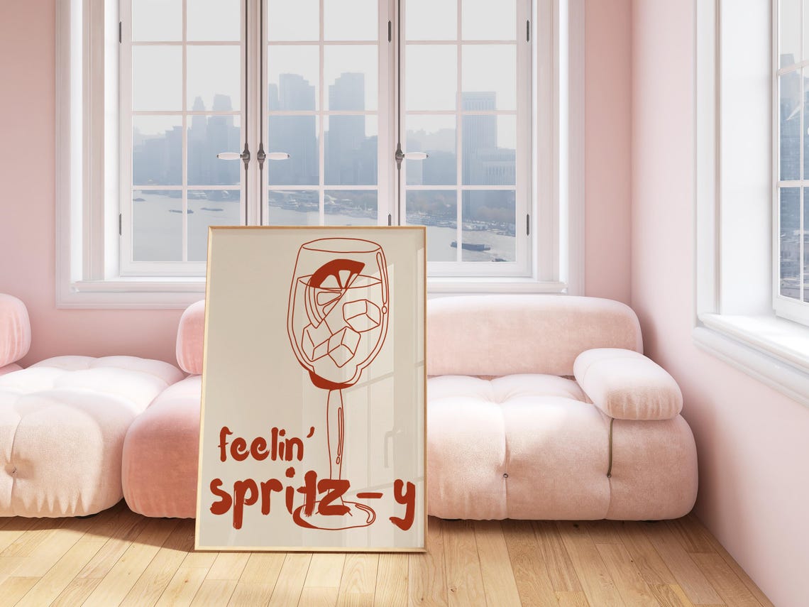Feelin' Spritz-y Aperol Cocktail Retro Bar Cart Drink Poster - Image 2