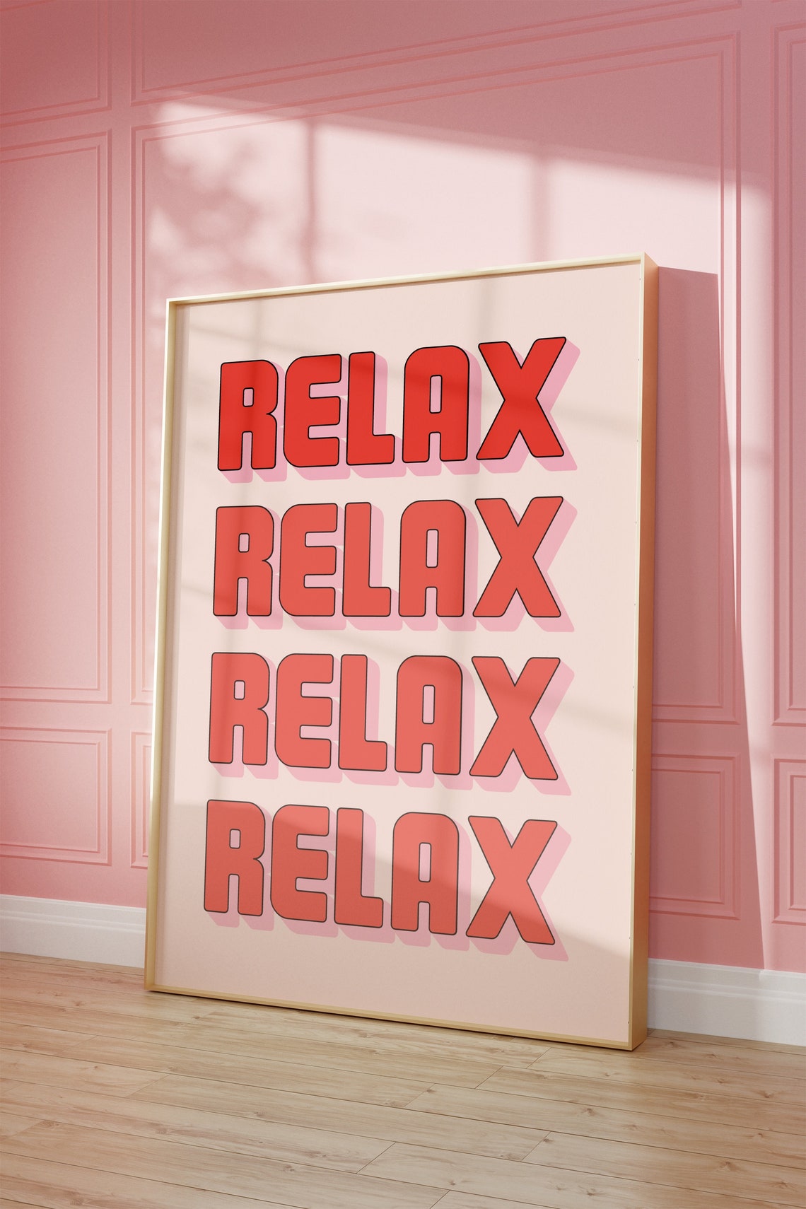 Relax Retro Red Pink Groovy Typography Chill Dorm Room Art Poster - Image 3