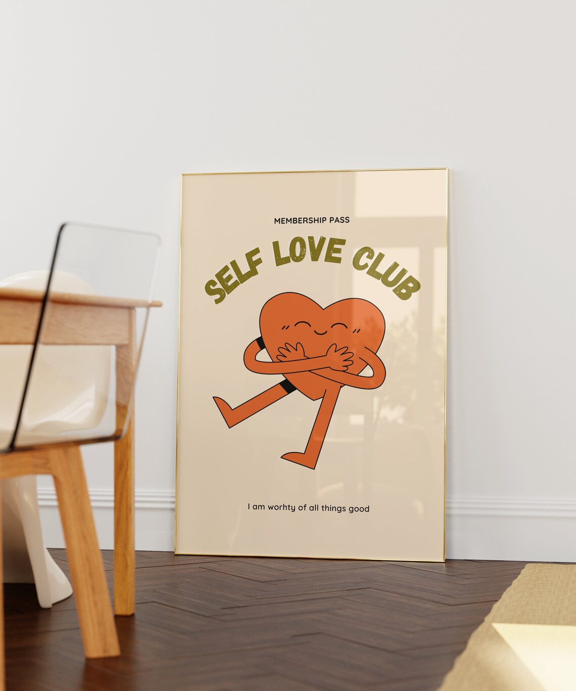 Self Love Club Affirmation Poster, Retro Aesthetic - Image 3