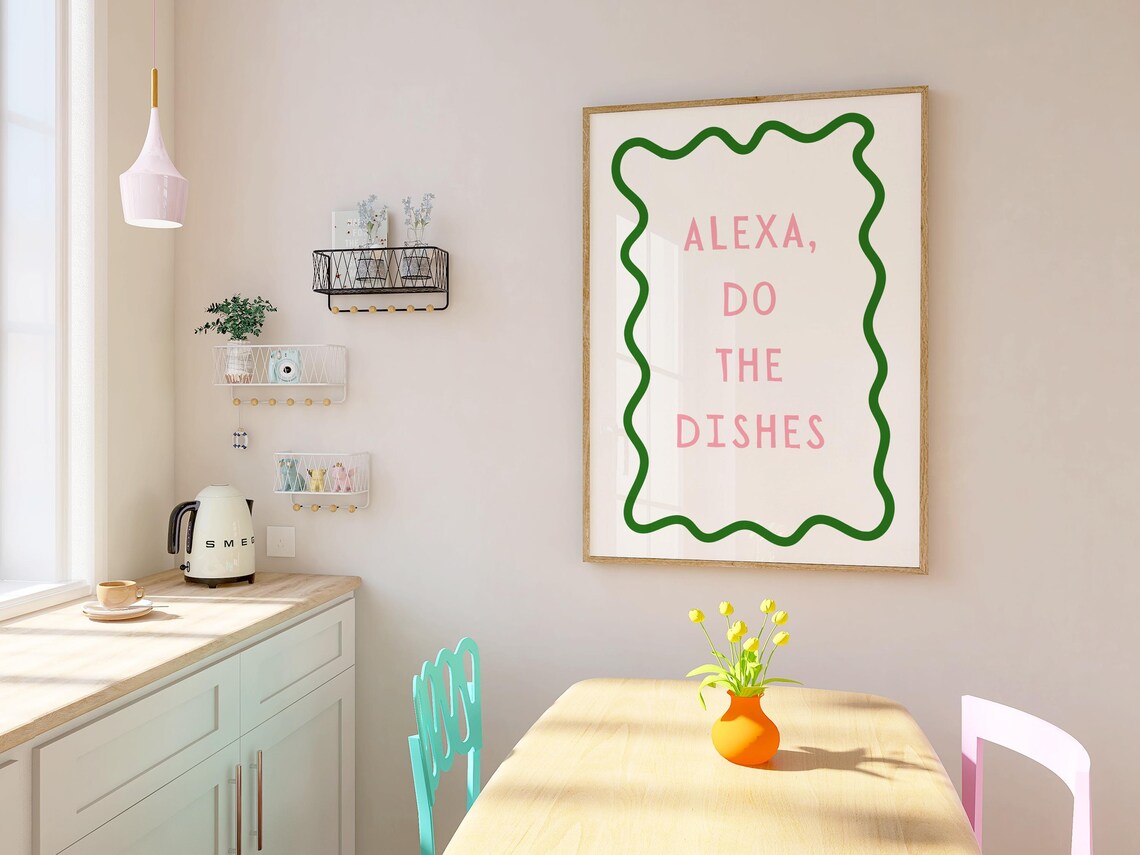 Alexa Do The Dishes Funny Kitchen Wall Poster - Image 3