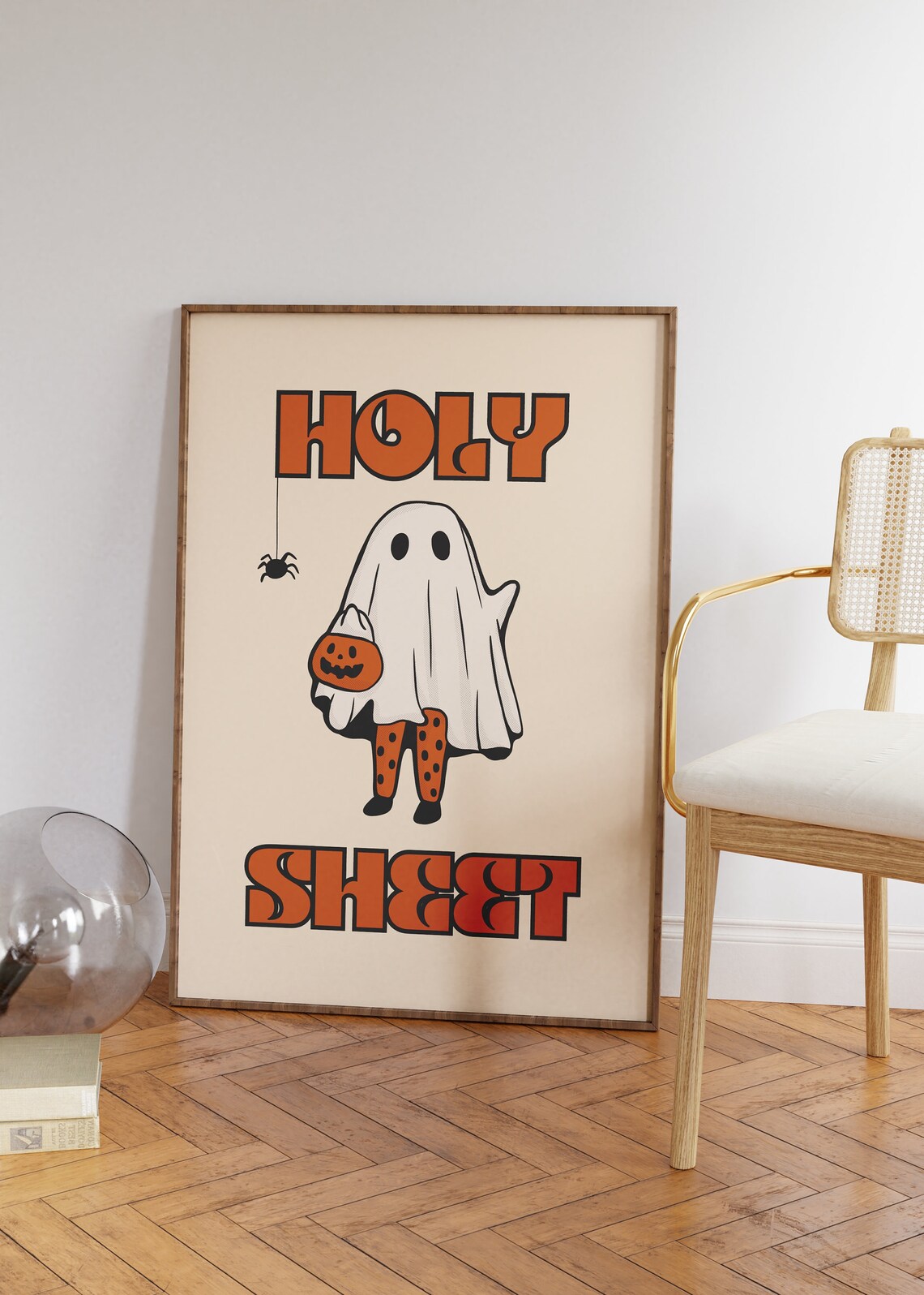 Holy Sheet Funny Ghost Retro Halloween Spooky Season Art Poster - Image 2